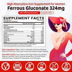 Duwhot vegan organic iron supplement packaging emphasizes vegan certification and purity.