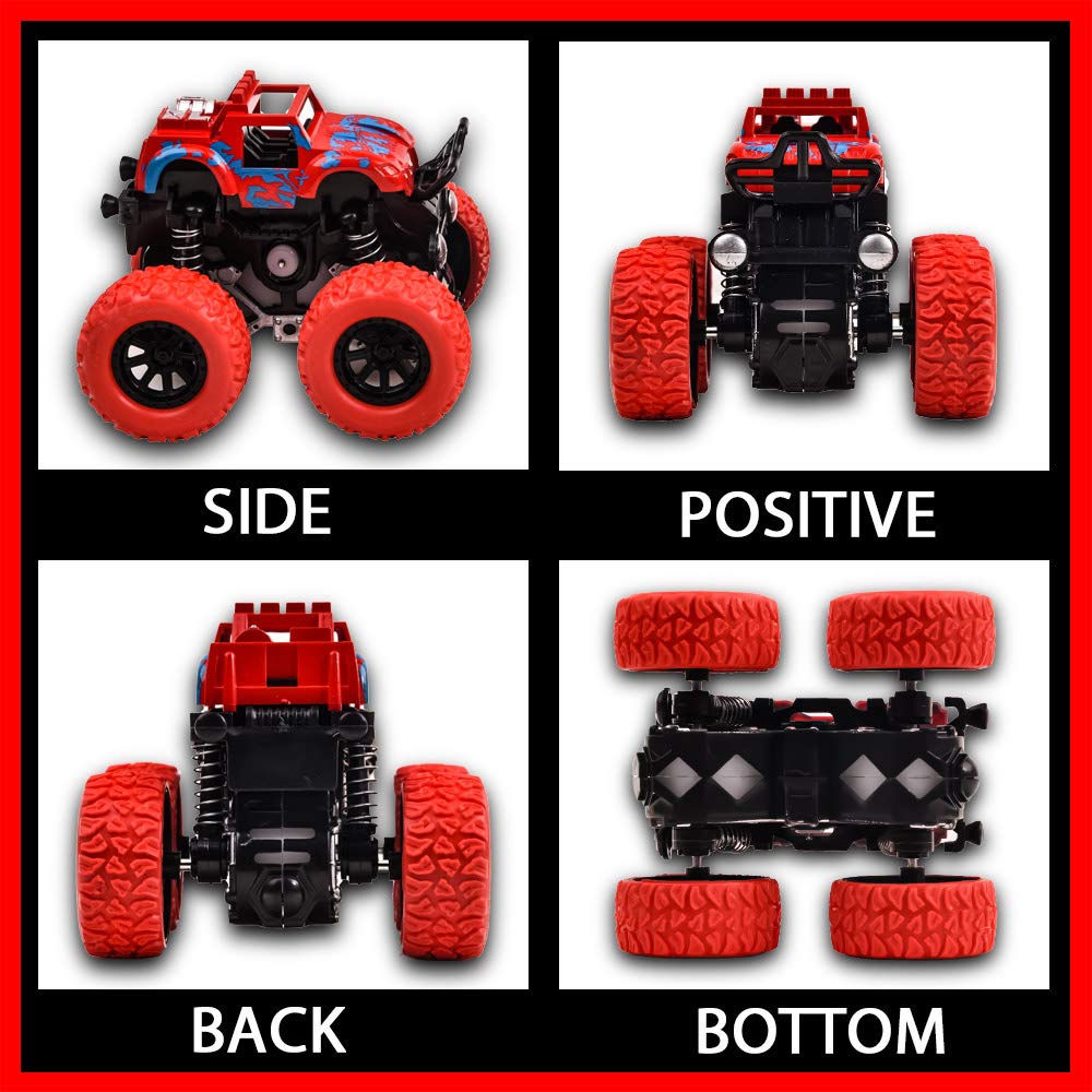 Duyfioa monster trucks pull-back action encourages dexterity through push-and-go play