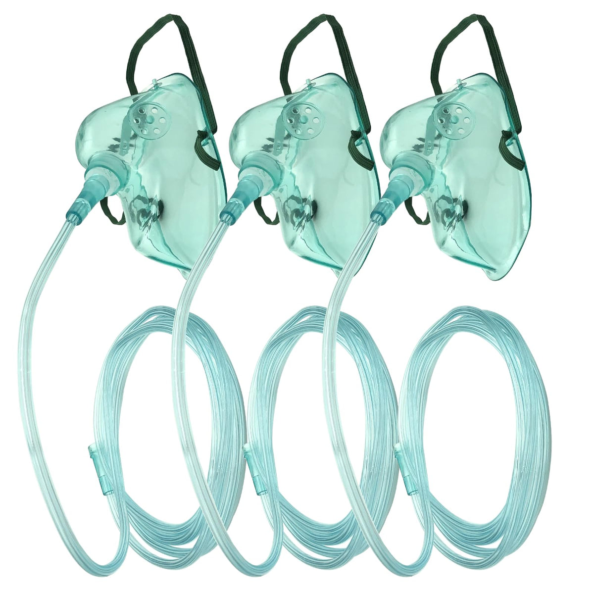 DWCHECK adult XL green oxygen mask with soft PVC for gentle contact