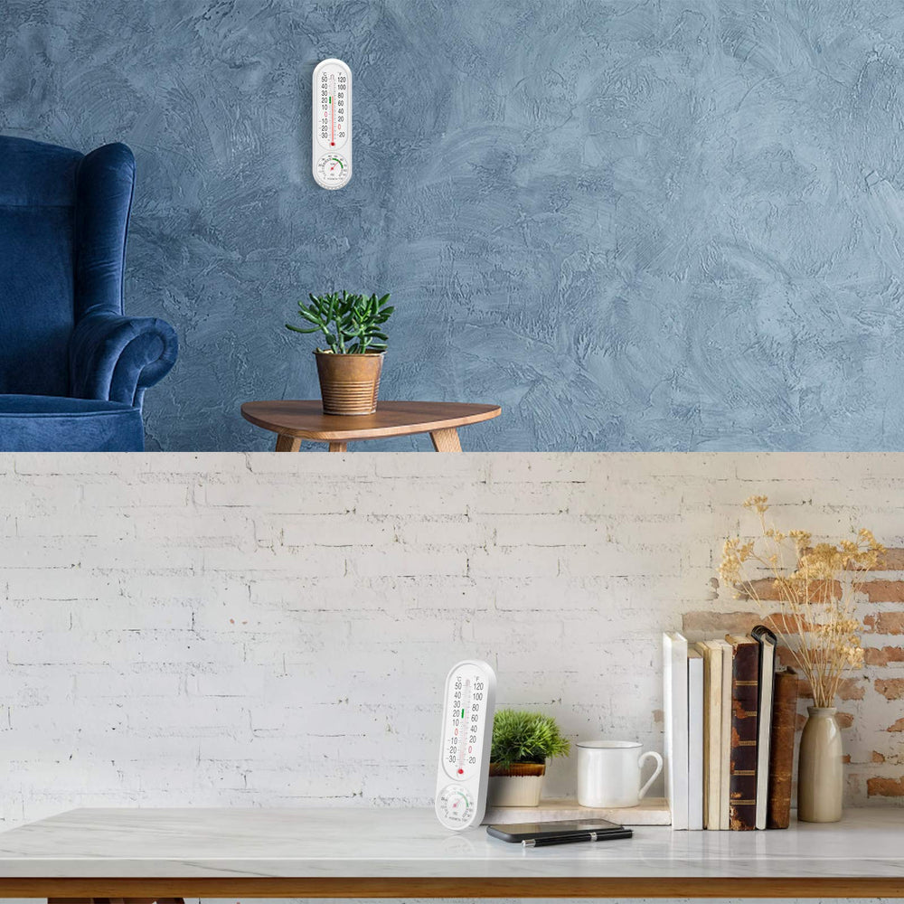 DWEPTU humidity meter with kickstand-back for desk or shelf placement.
