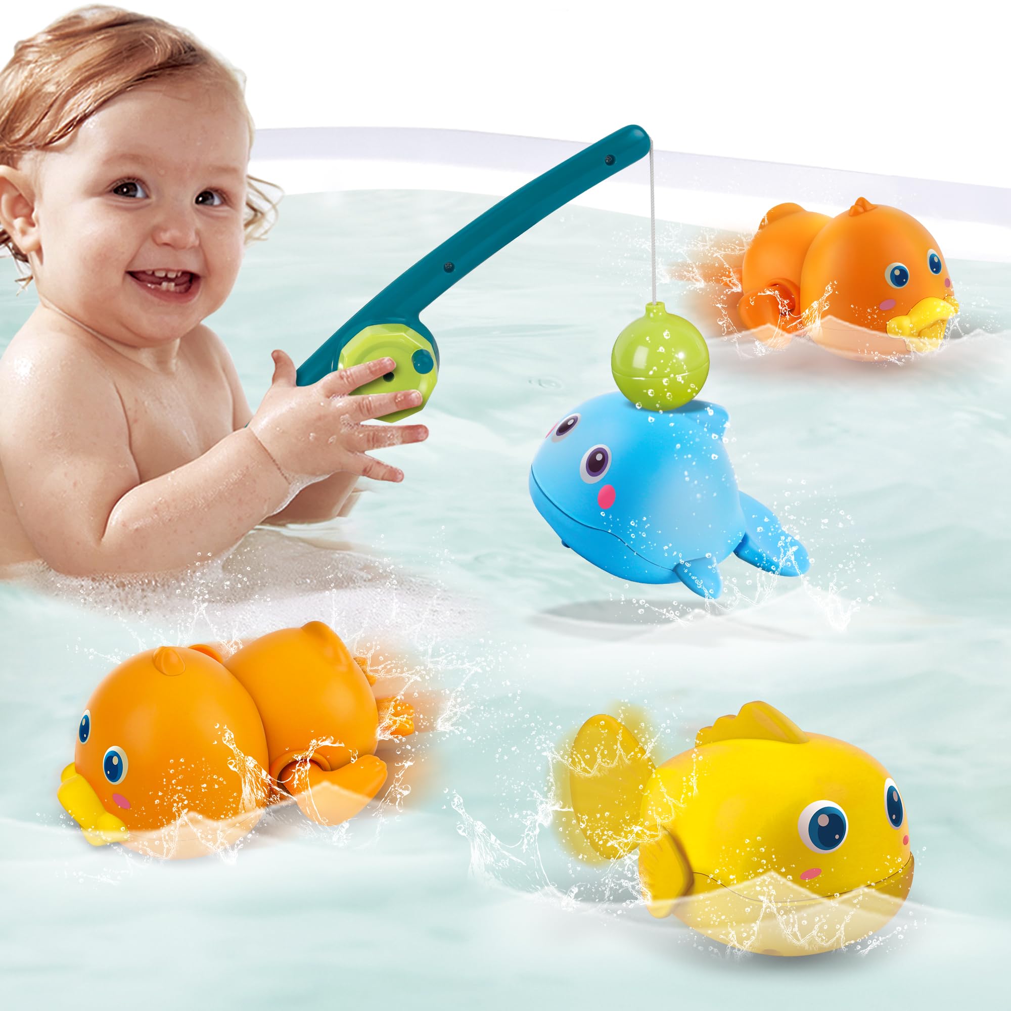 Dwi Dowellin magnetic fishing rod bath toy helps toddlers practice hand-eye coordination.