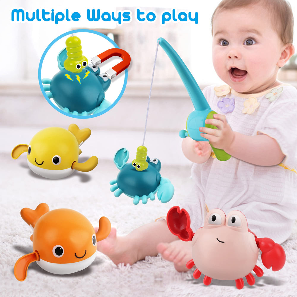 Dwi Dowellin bath toy with magnetic rod aids precise fishing motions for toddlers
