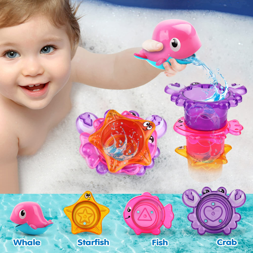 Dwi Dowellin stacking cups with easy-grip edges and animal designs