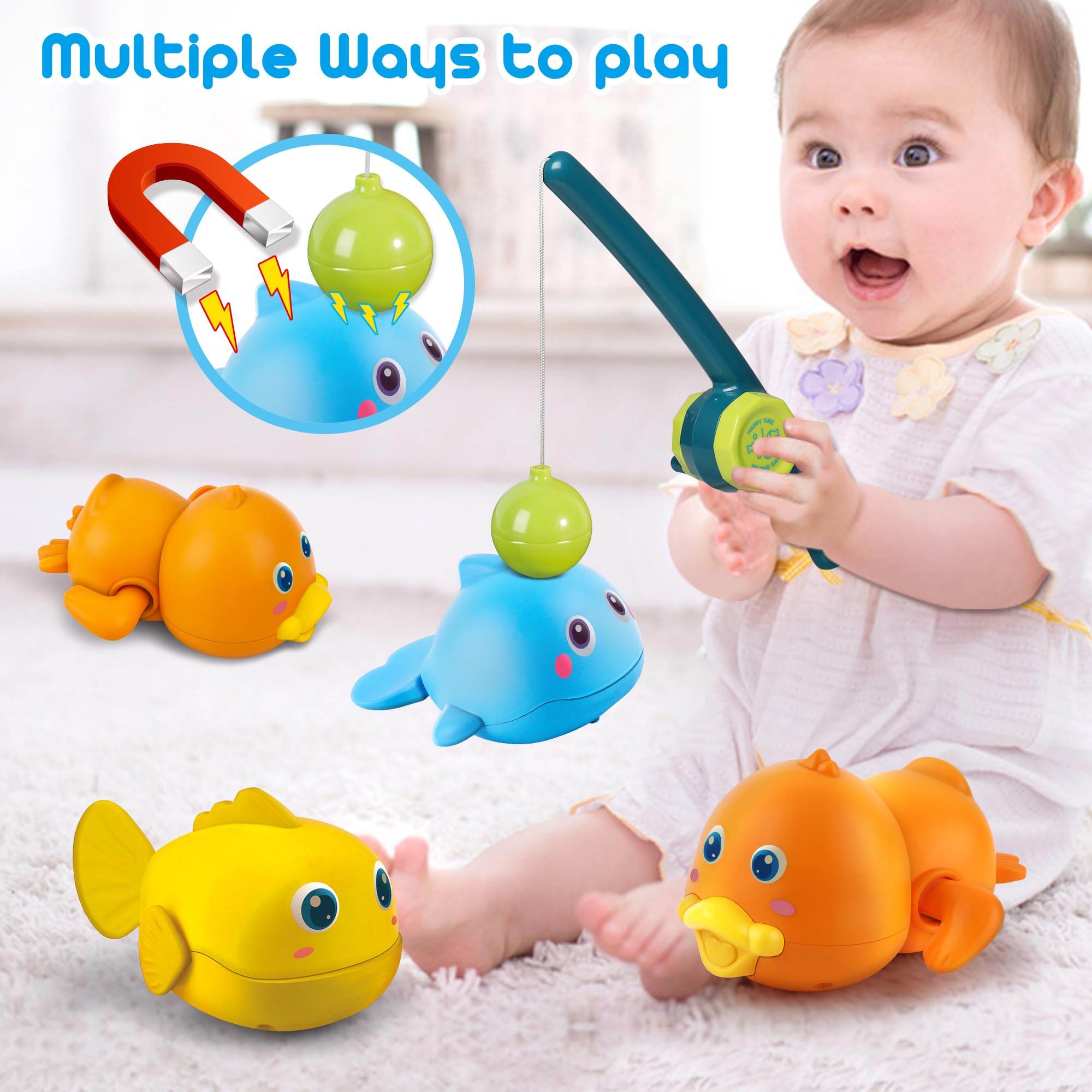 Dwi Dowellin blue wind-up fish bath toy swims when wound.