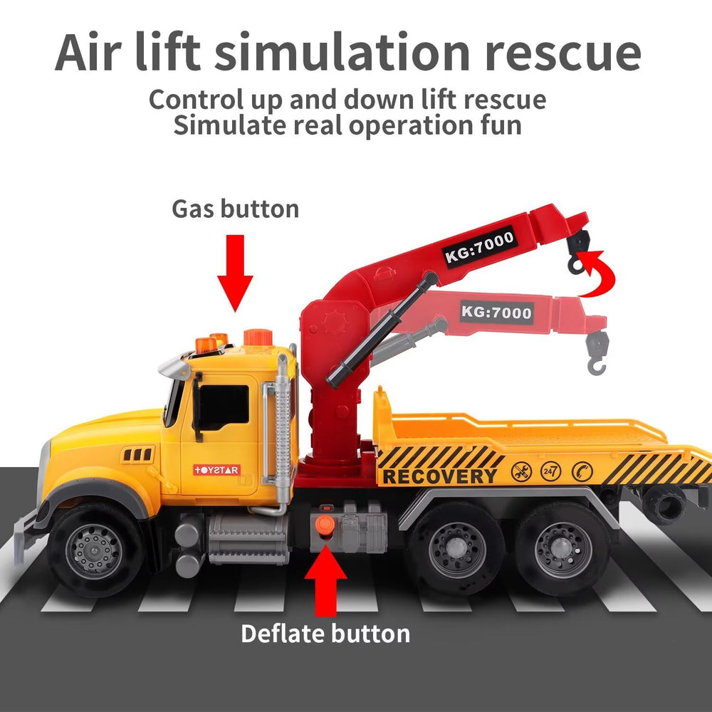 Dwi Dowellin tow truck arm extension in action supporting load-and-go pretend play