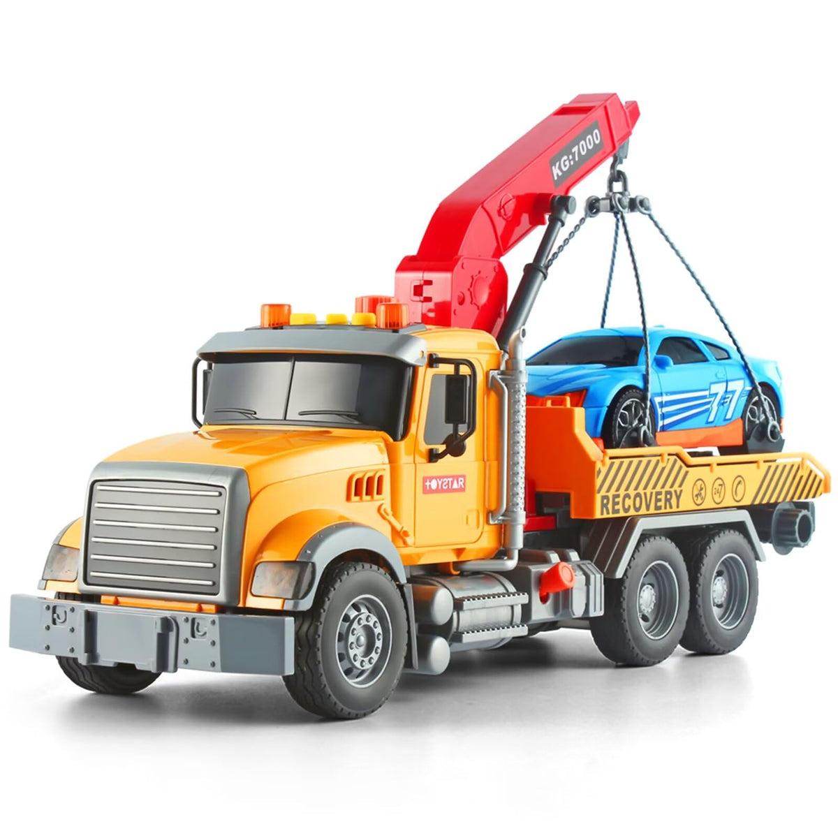 Dwi Dowellin tow truck front view with headlights for lively pretend play