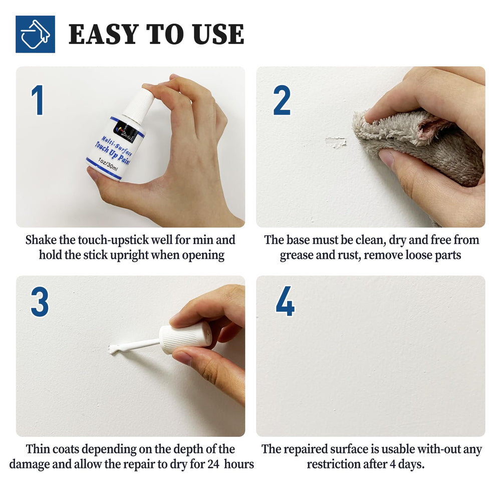 DWIL White Touch Up Exterior Use for weathered surfaces, quick coverage.