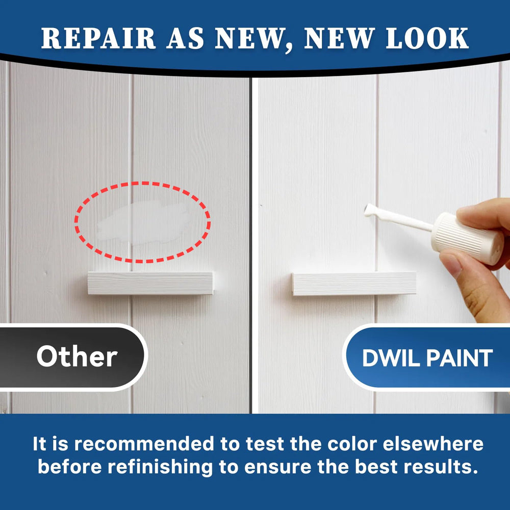 DWIL White Touch Up Wall Scratch showing seamless coverage on walls.