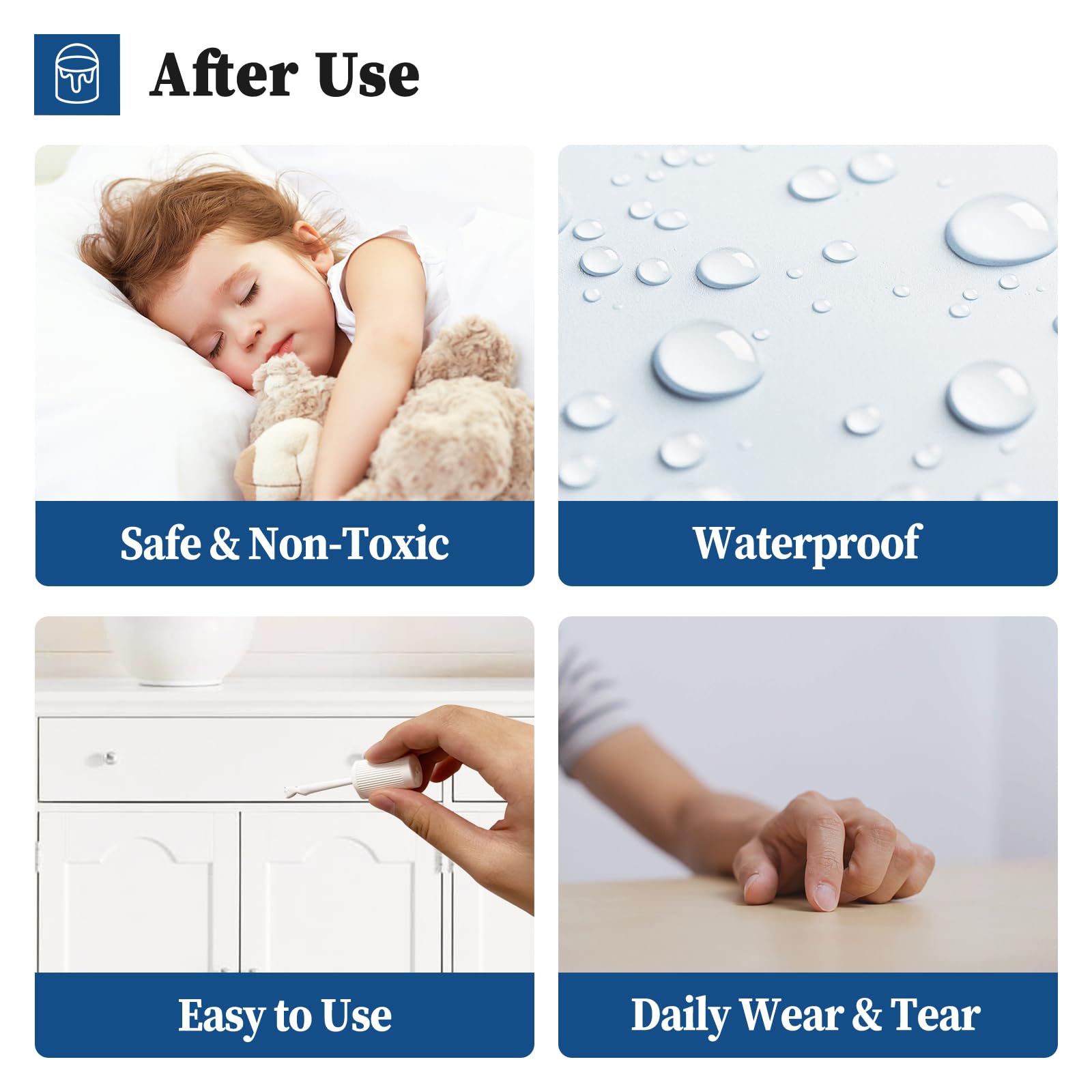 DWIL White Touch Up Wood Furniture blending chips for a near-new look.