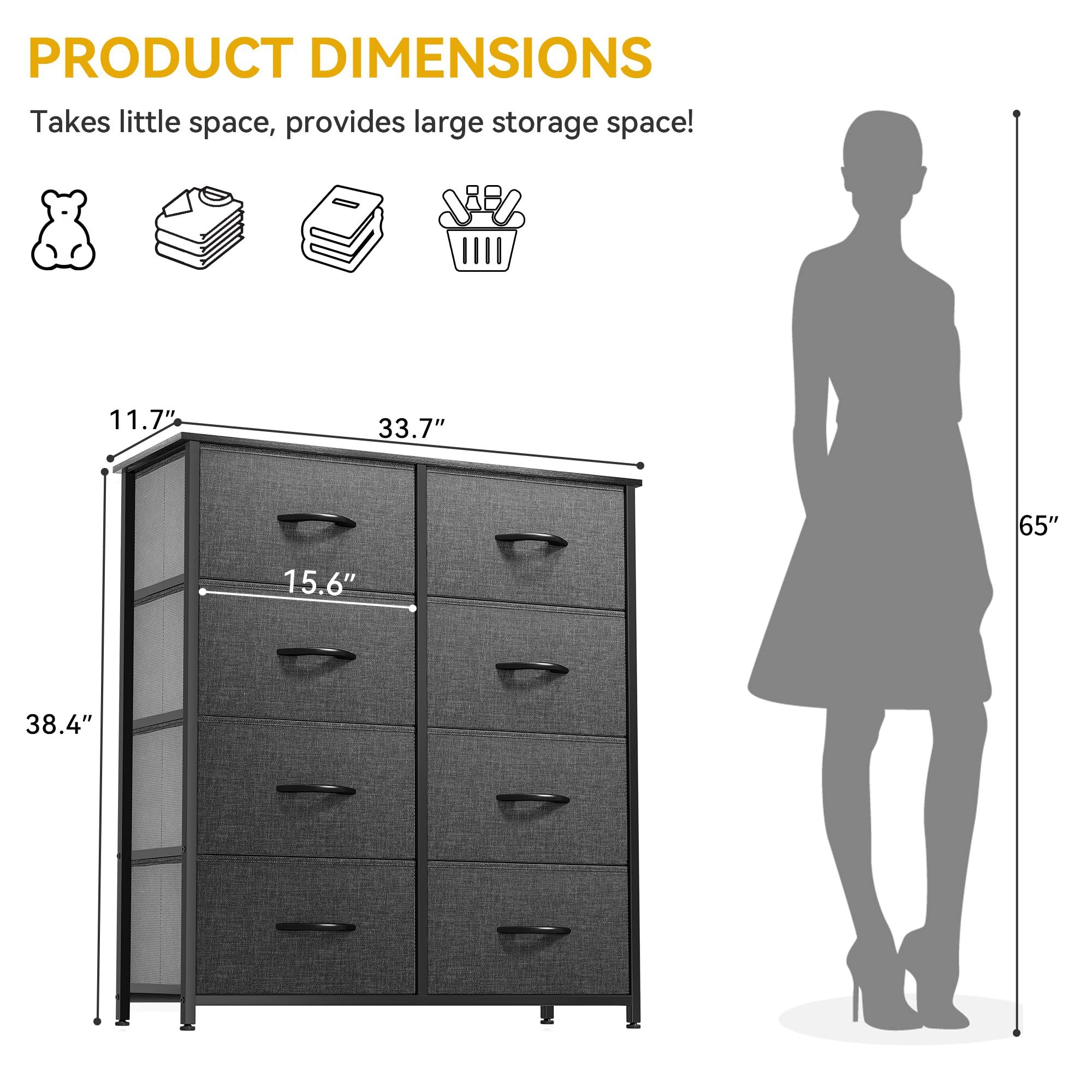 DWVO dresser metal frame provides sturdy support for daily use.