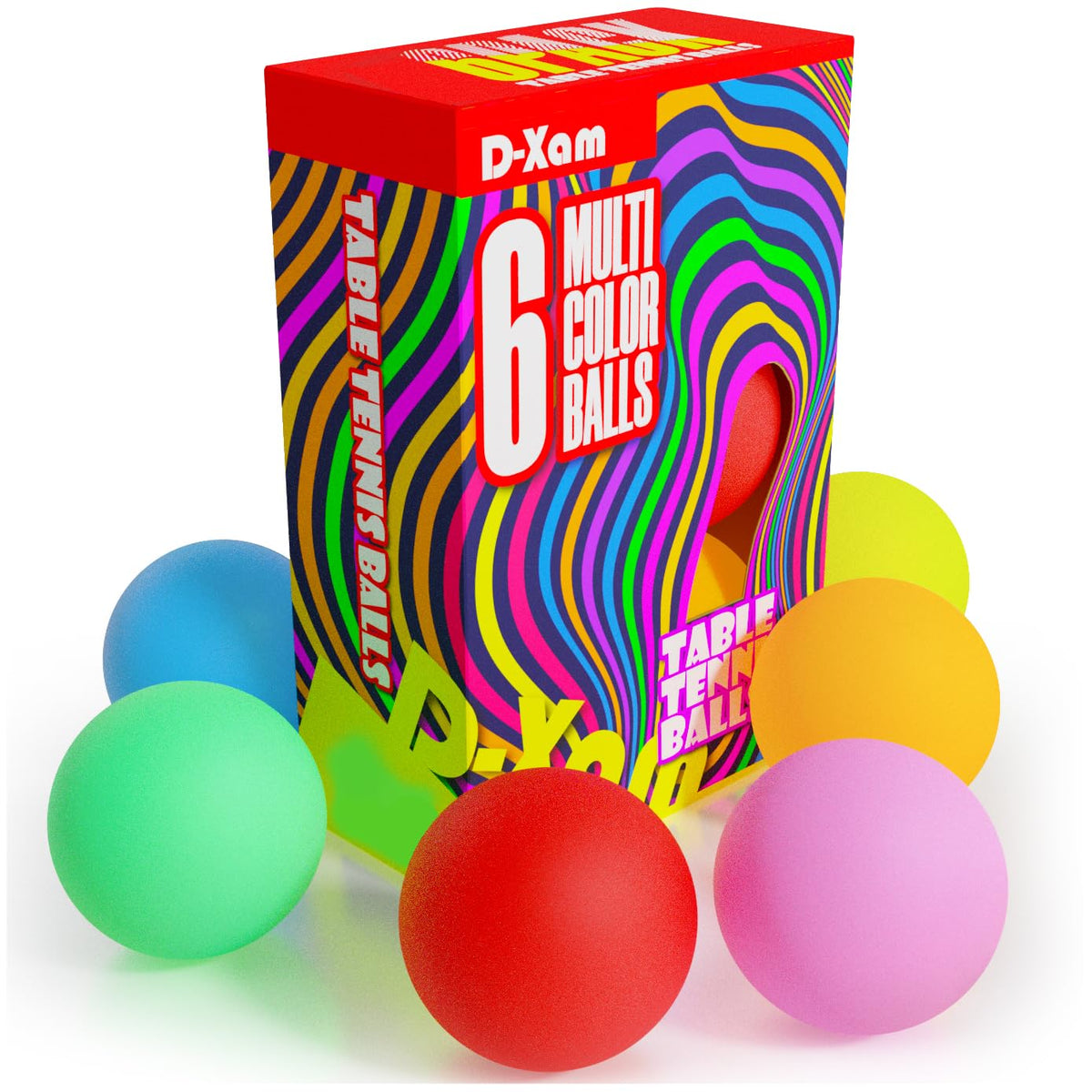 D-Xam 6-pack colored ping pong balls collection for party games
