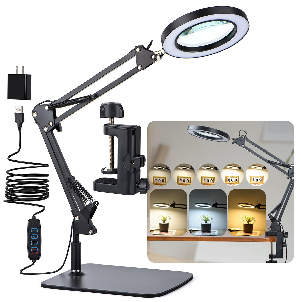 Dylviw LED magnifier lamp base providing stable, hands-free support for detailed work