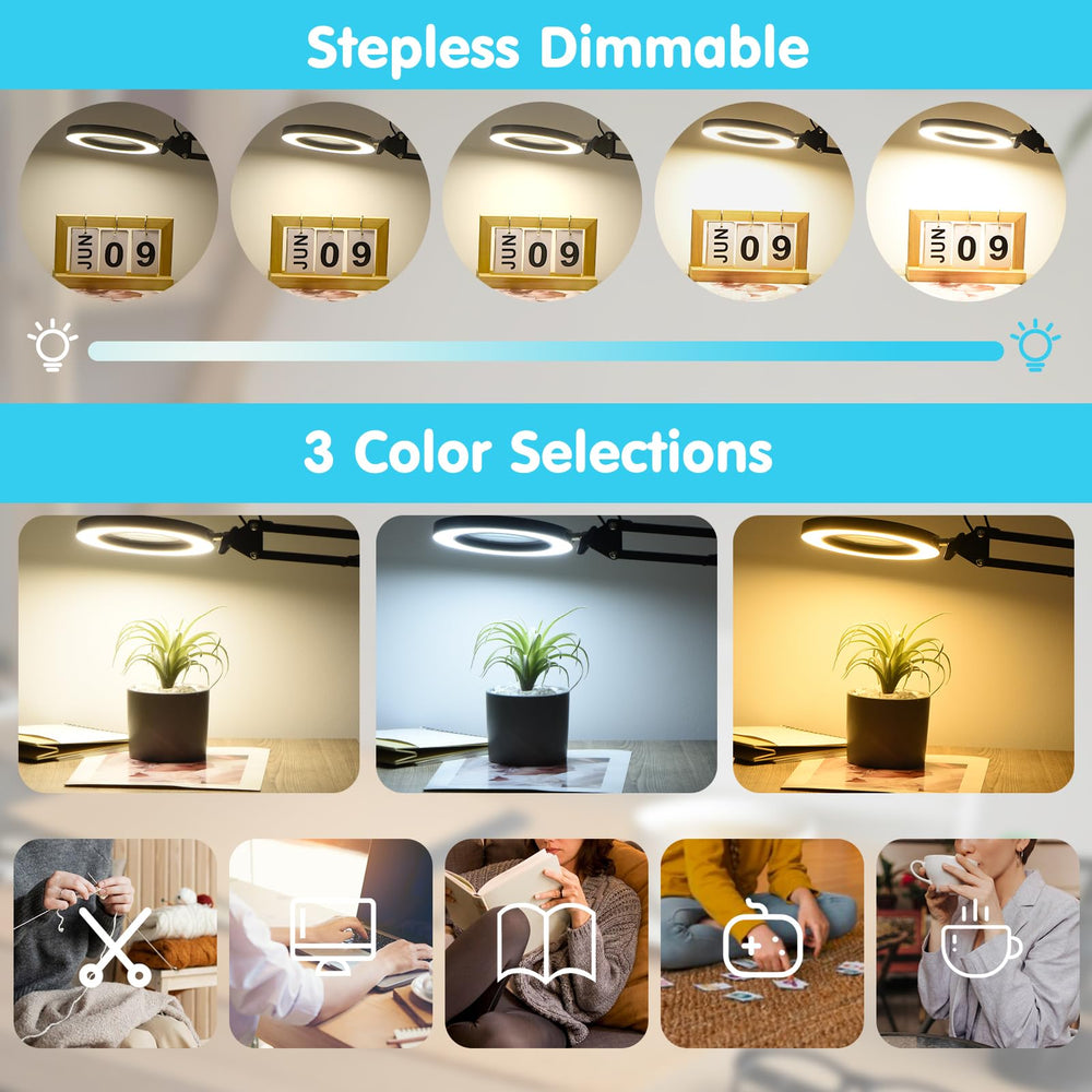 Dylviw magnifier lamp ring light delivering even, soft illumination with less glare
