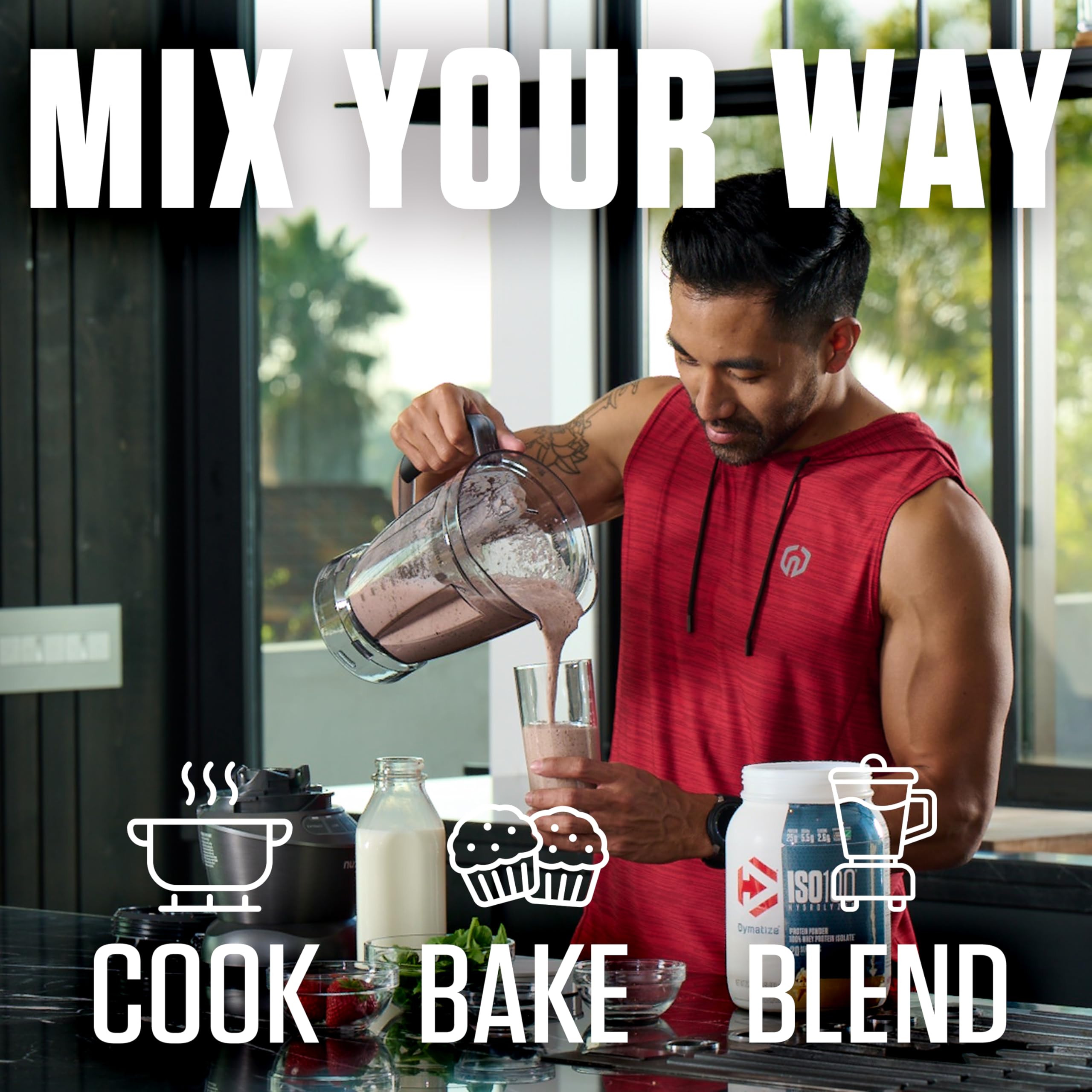 Dymatize ISO100 Dunkin Glazed Donut packaging emphasizes quality ingredients