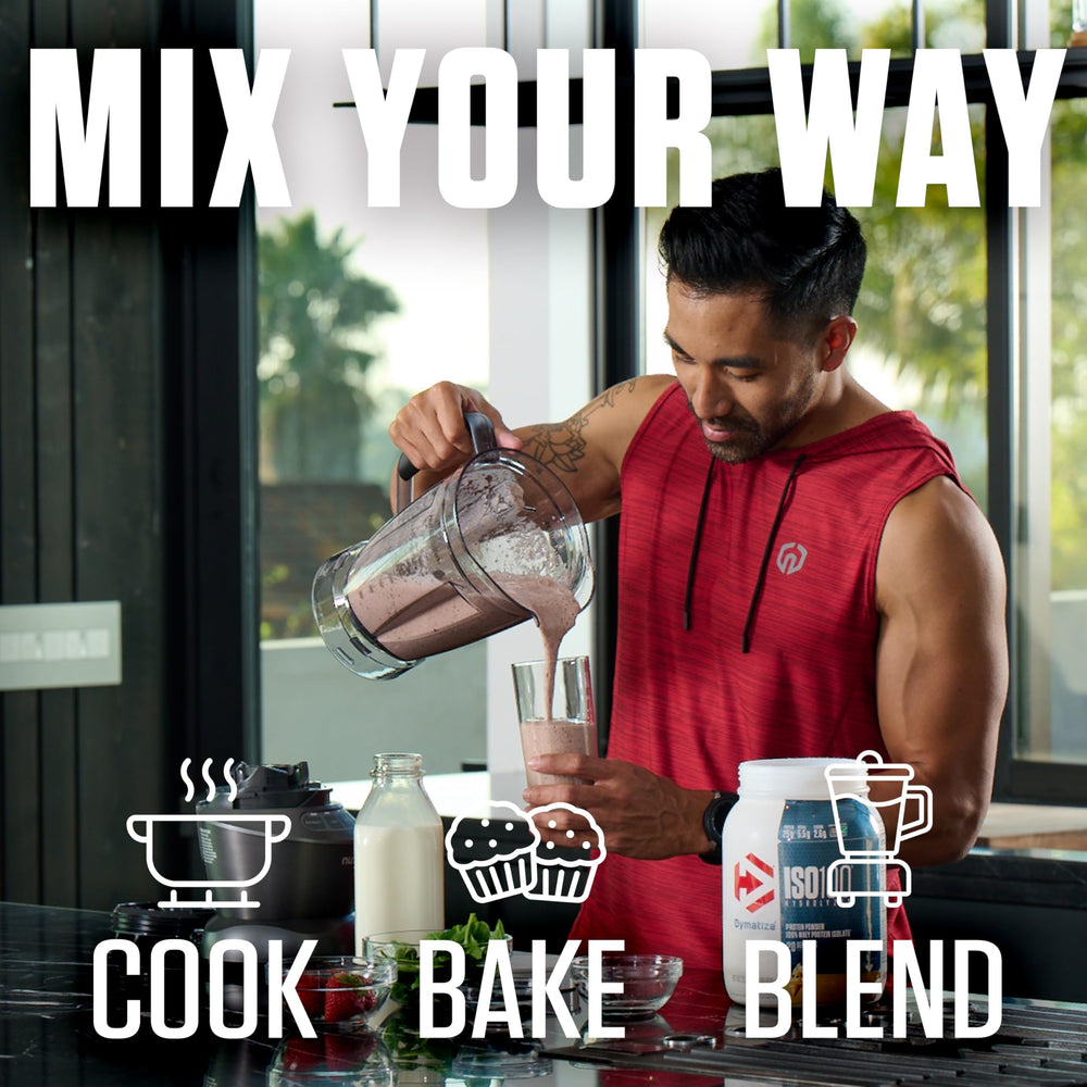 Dymatize ISO100 Dunkin Glazed Donut packaging emphasizes quality ingredients