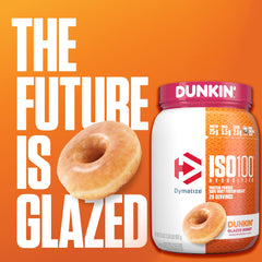 Dymatize ISO100 Dunkin Glazed Donut scoop measures fast-digesting protein