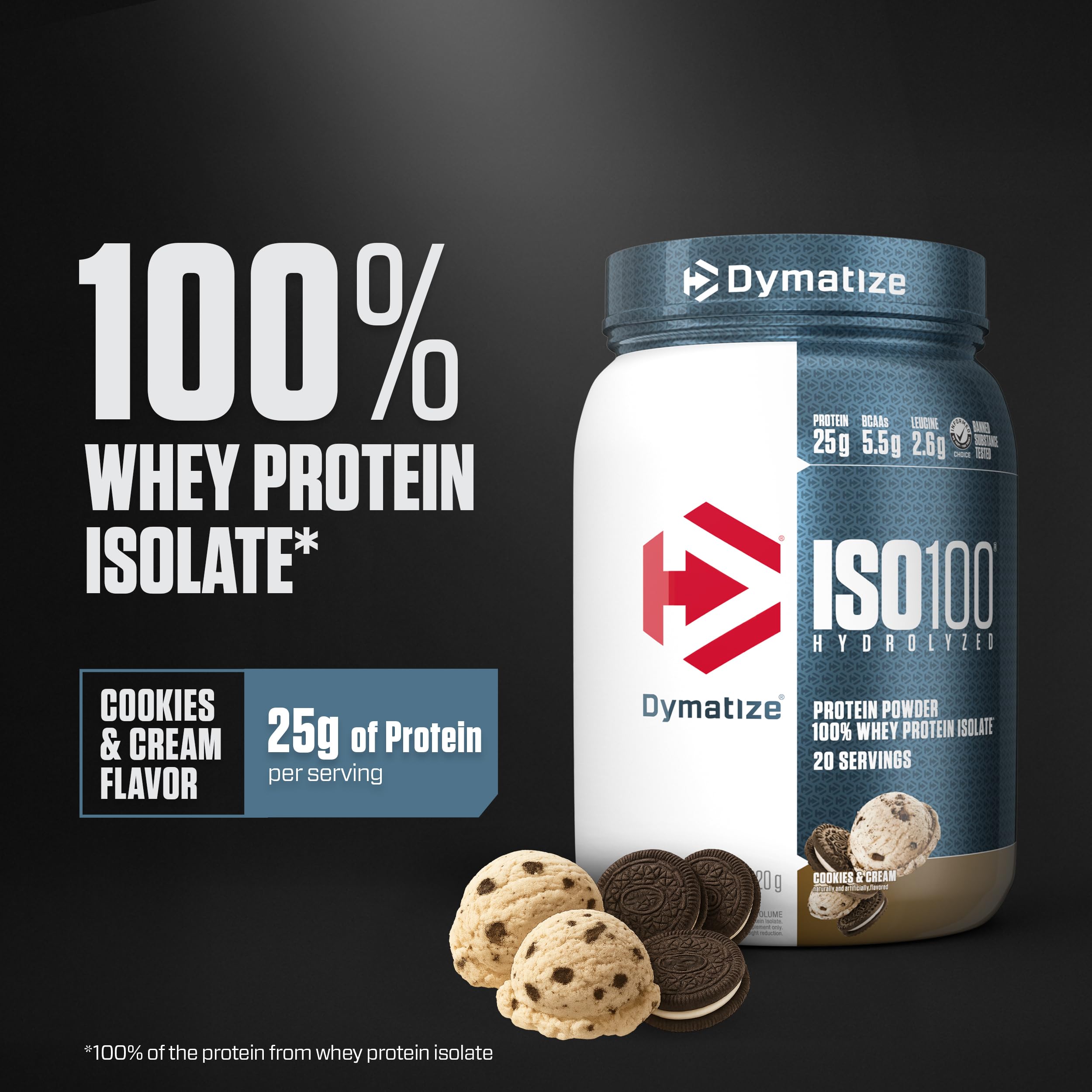 Dymatize ISO100 scoop dipping into shaker for quick protein boost.
