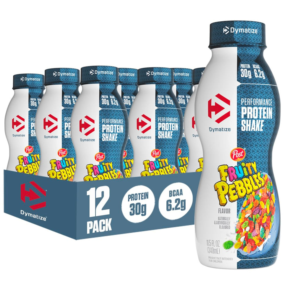Dymatize Fruity Pebbles bottle ready-to-drink for on-the-go protein needs