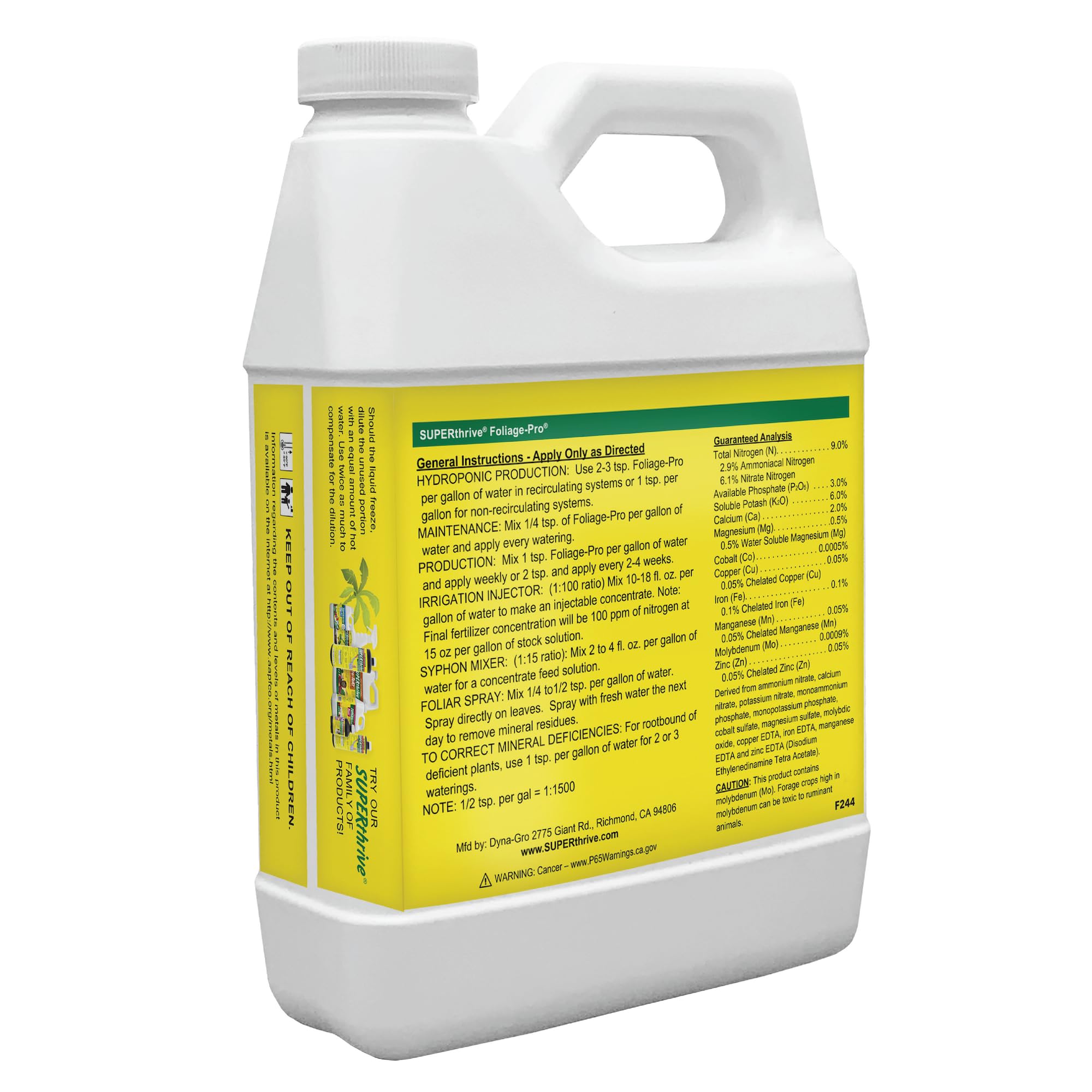 Dyna-Gro Foliage Pro liquid mix enables easy dilution for rapid uptake.