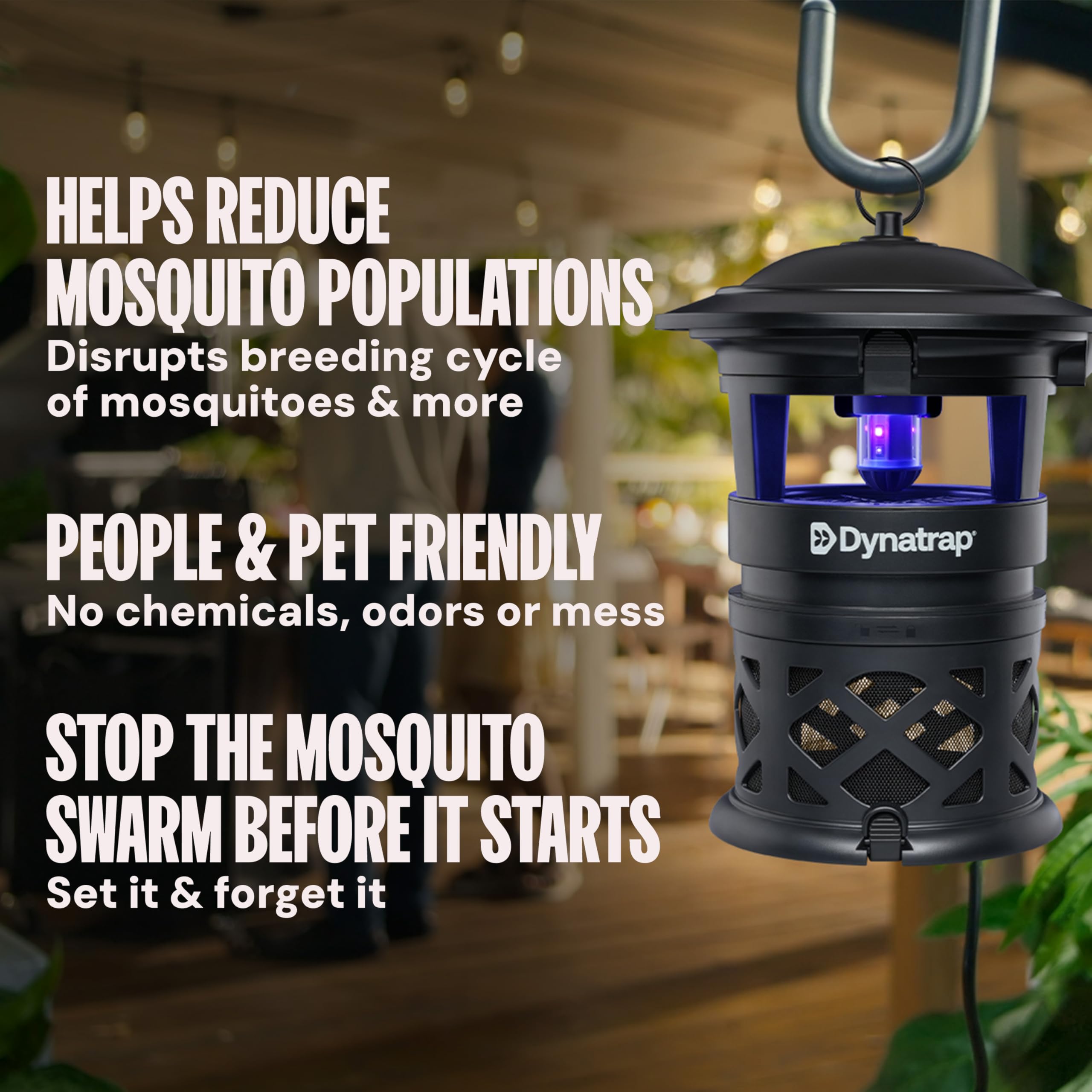 DynaTrap DT1130SR whisper-quiet fan draws insects into the basket.