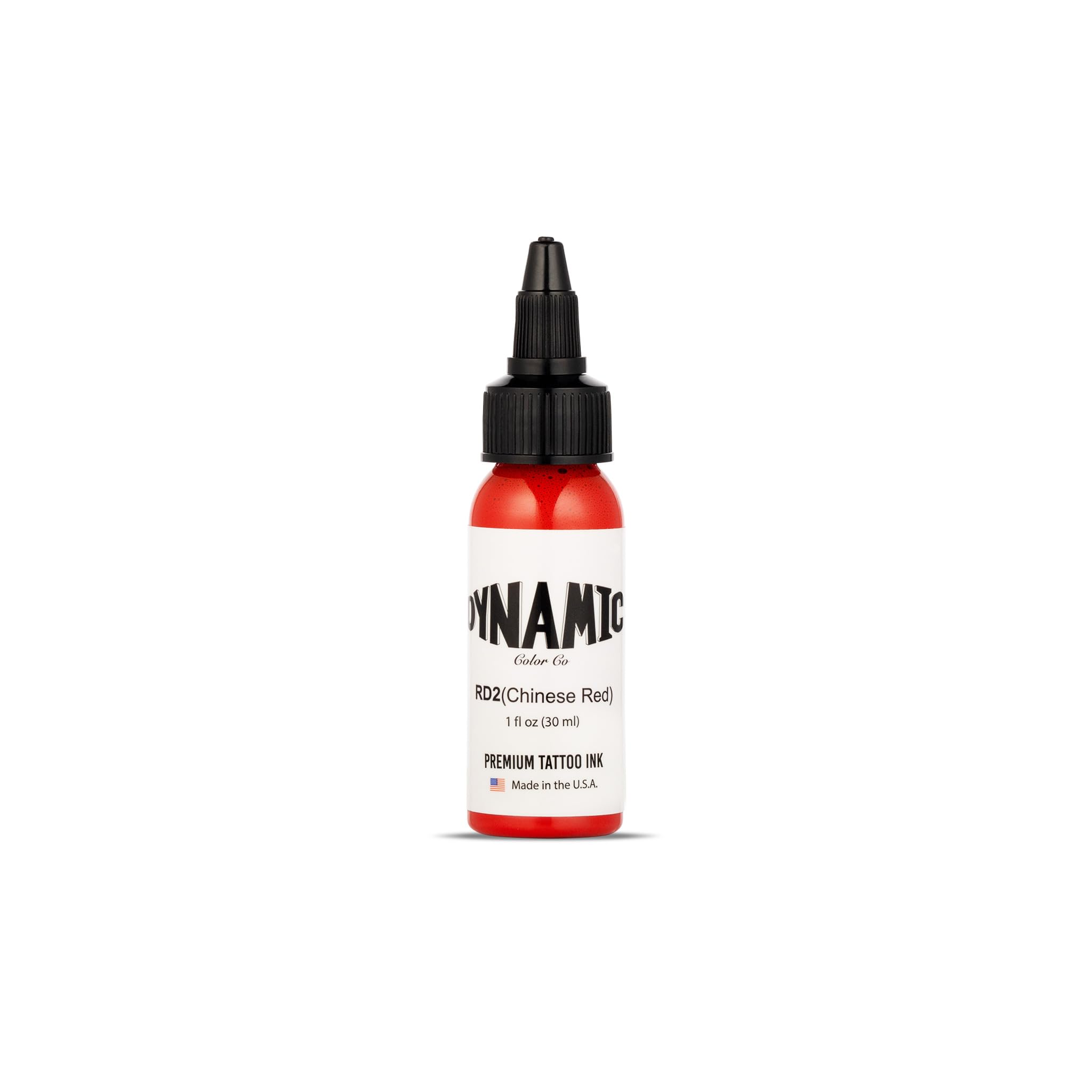 Dynamic Color Co Chinese Red Tattoo Ink bottle pour shows smooth flow for precise line work
