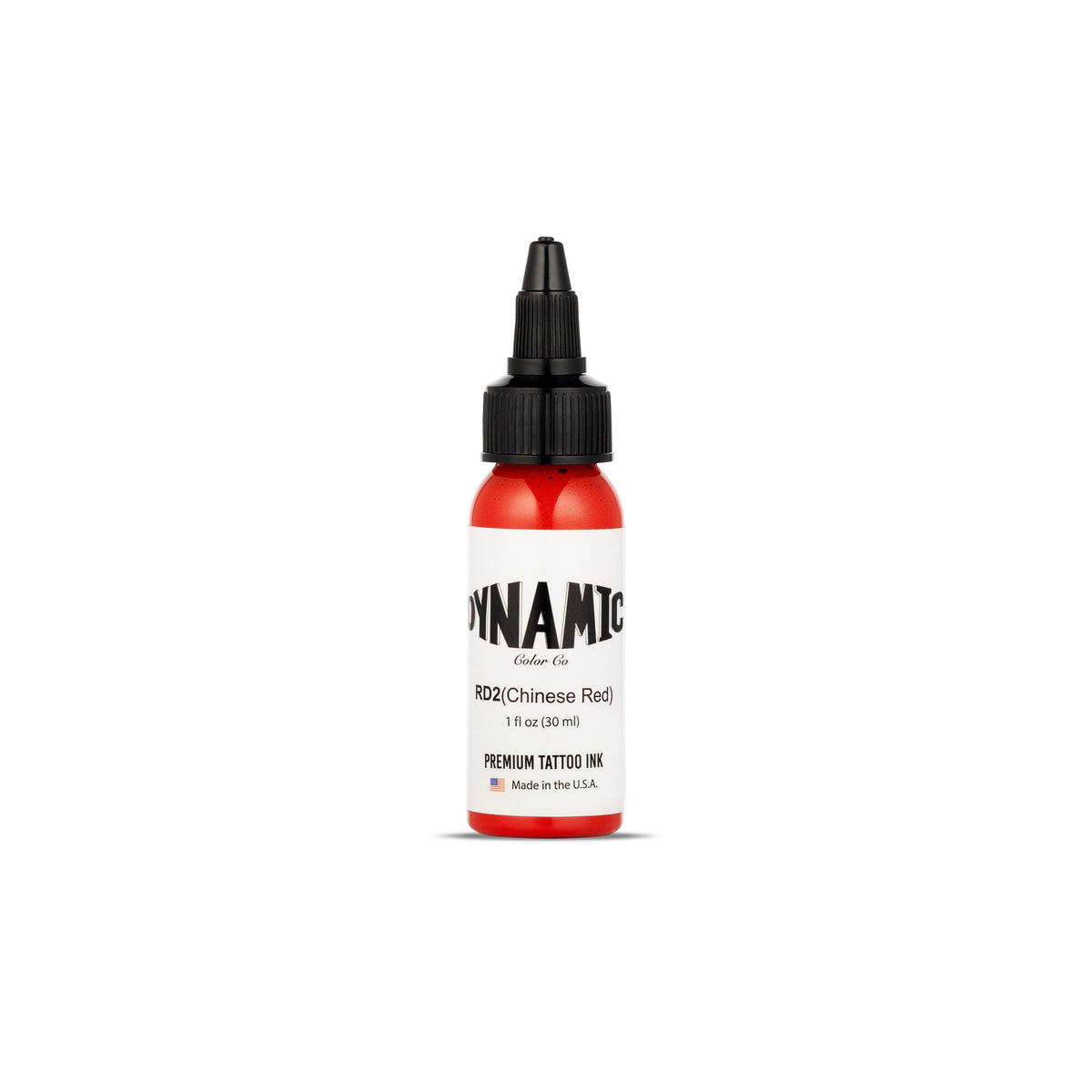 Dynamic Color Co Chinese Red Tattoo Ink bottle pour shows smooth flow for precise line work