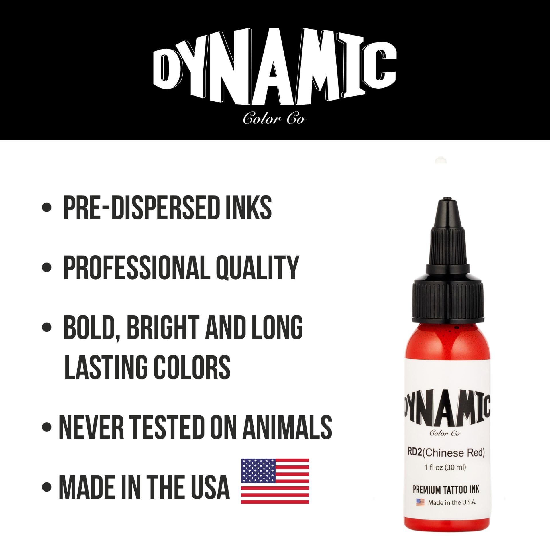 Dynamic Color Co Chinese Red Tattoo Ink vegan composition supports cruelty-free artistry