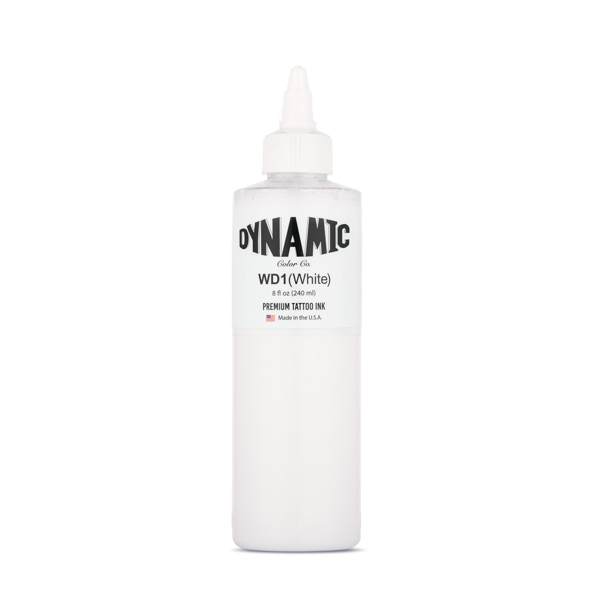 Dynamic Color Co white tattoo ink bottle for vibrant, precise results.