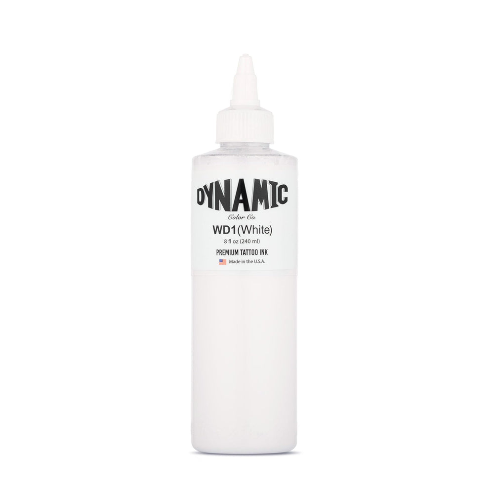 Dynamic Color Co white tattoo ink bottle for vibrant, precise results.