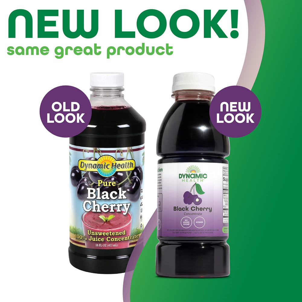 Dynamic Health Black Cherry juice concentrate pour for a convenient antioxidant boost.