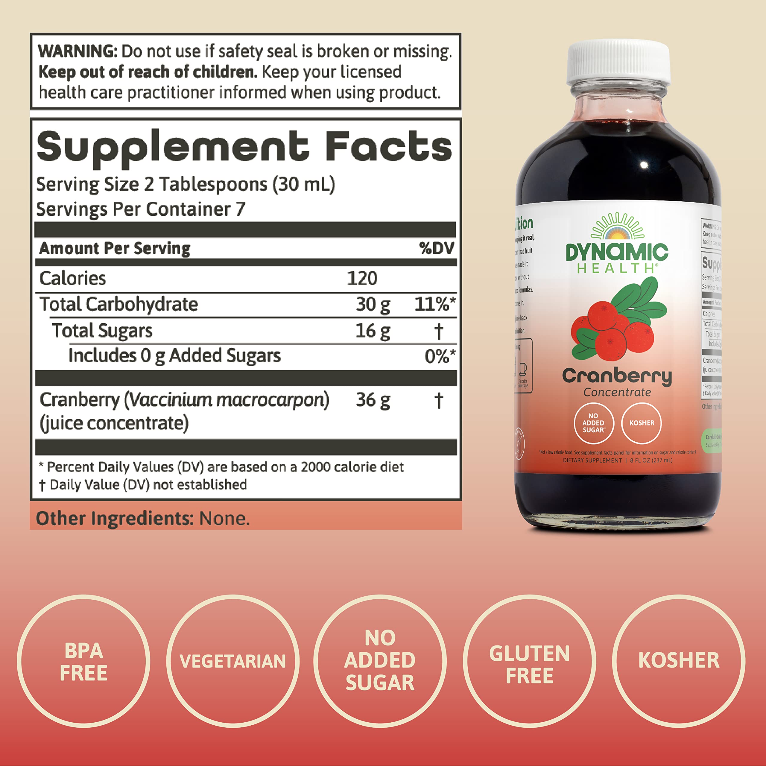 Dynamic Health cranberry juice concentrate pour demonstrates unsweetened versatility for drinks.