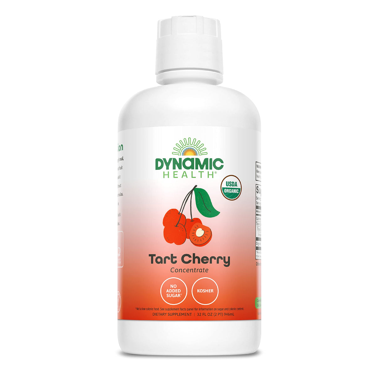 Dynamic Health Tart Cherry Juice bottle pouring for antioxidant-rich beverages