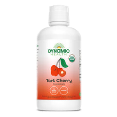 Dynamic Health Tart Cherry Juice bottle pouring for antioxidant-rich beverages
