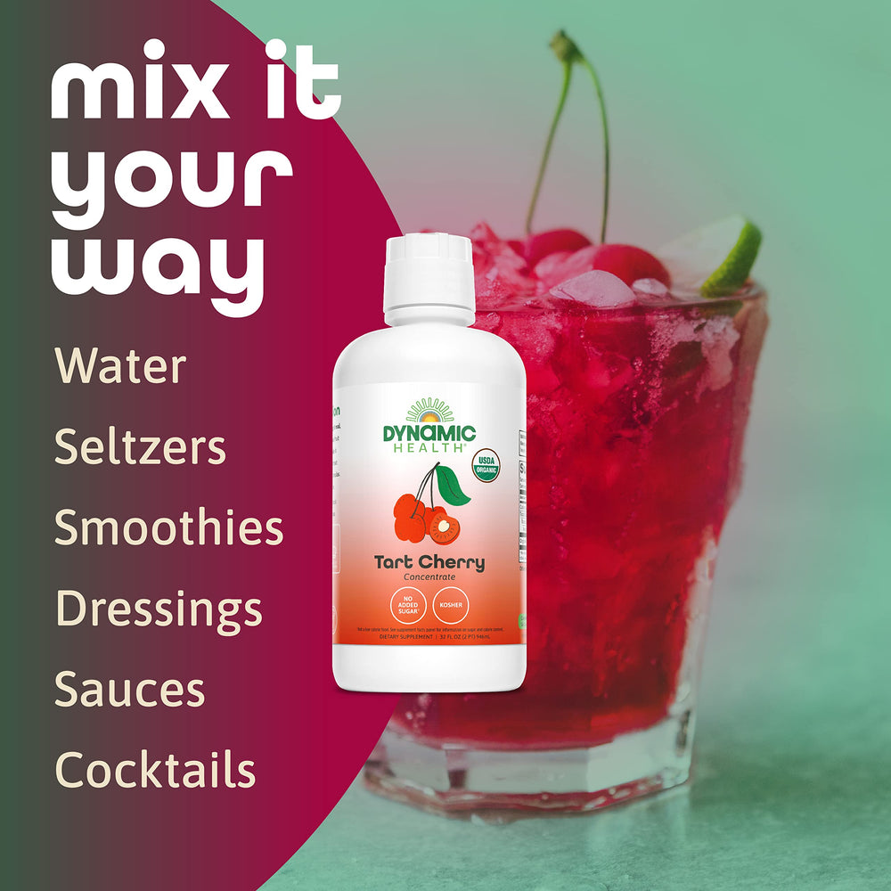 Dynamic Health Tart Cherry Juice pour used in a vibrant vinaigrette