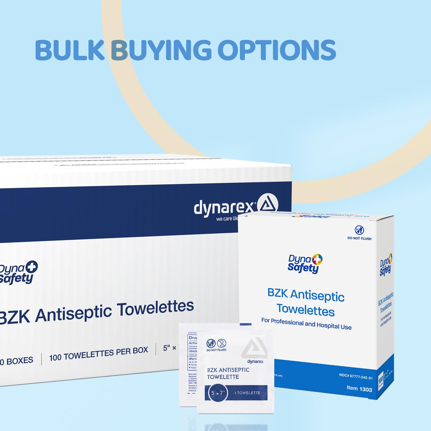 Dynarex BZK towelettes for office or gym cleanups after handling objects