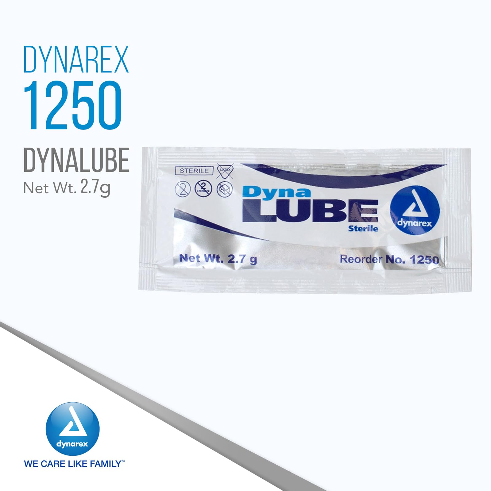 Dynarex DynaLube 2.7g sachets, sterile, convenient for single-use.