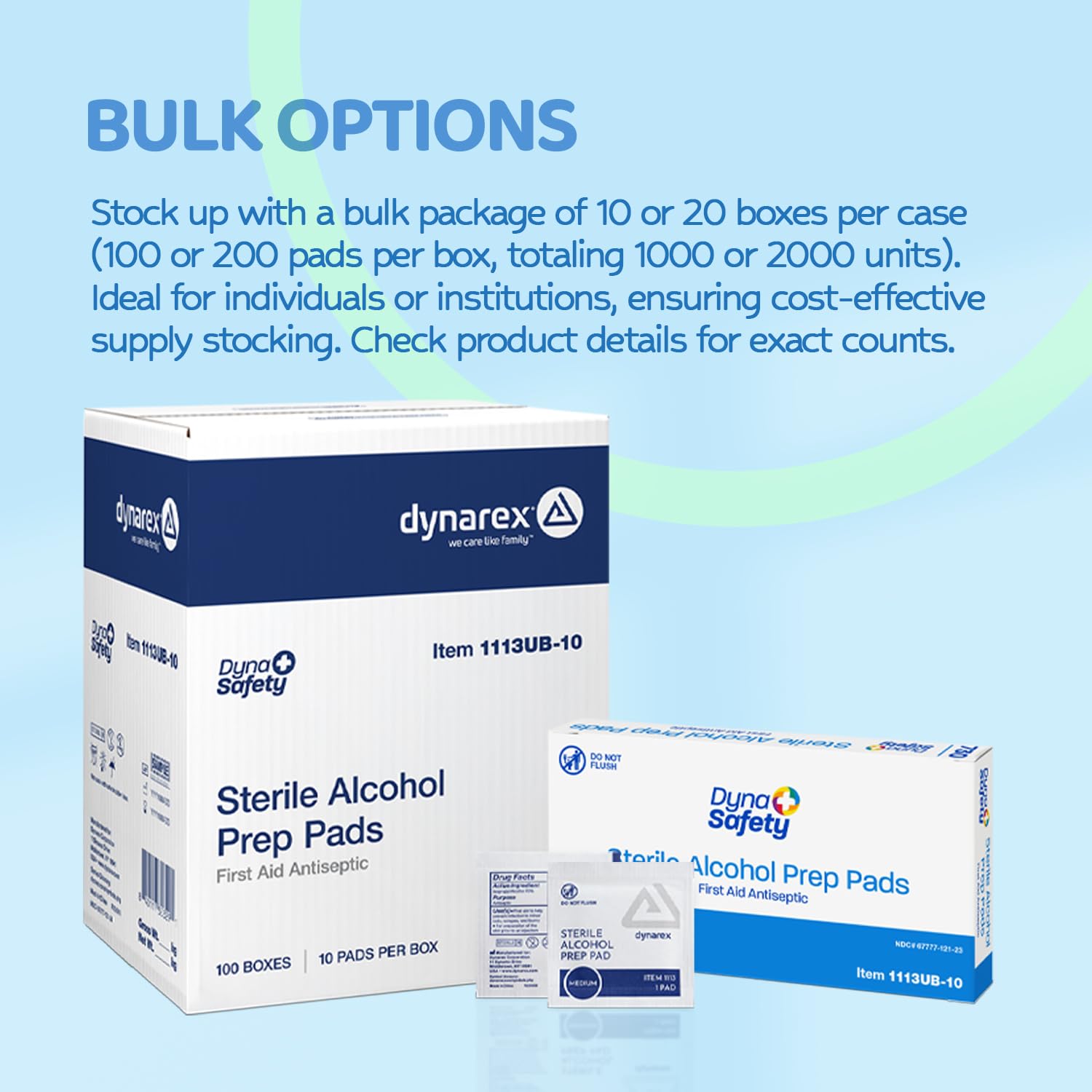 Dynarex DynaSafety pads are ideal for travel and office use.