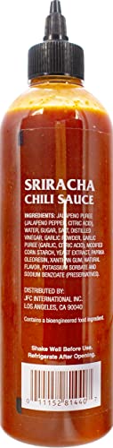 Dynasty Sriracha sauce on kitchen table with recipe card.
