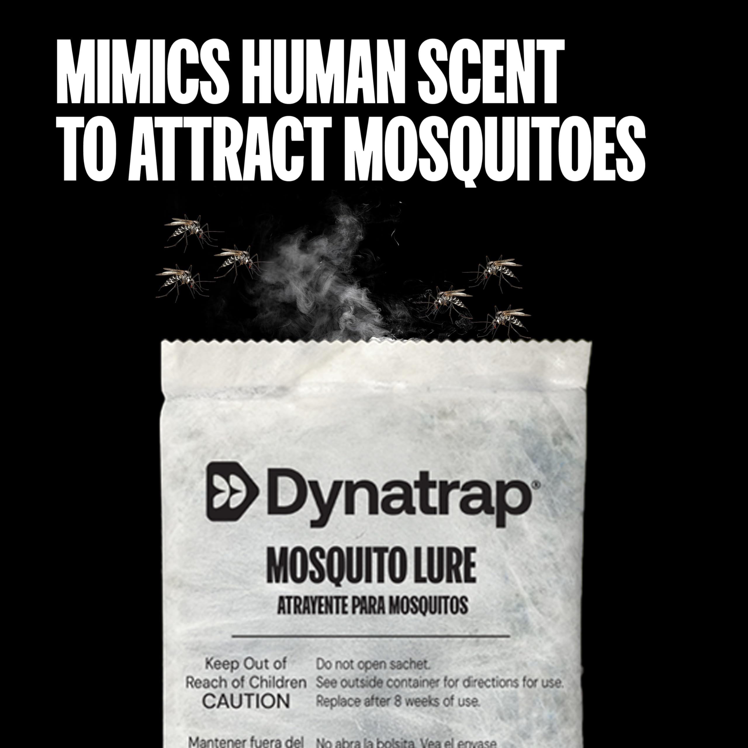 DynaTrap lure lasts up to sixty days for steady outdoor attraction.