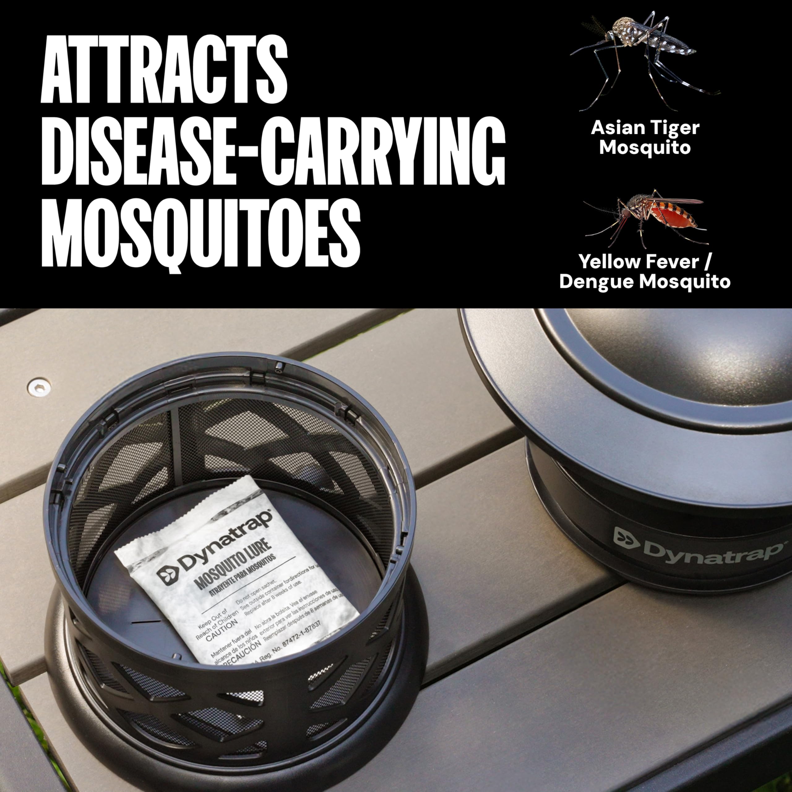 DynaTrap attracts Asian tiger mosquitoes with skin-scent mimicry.