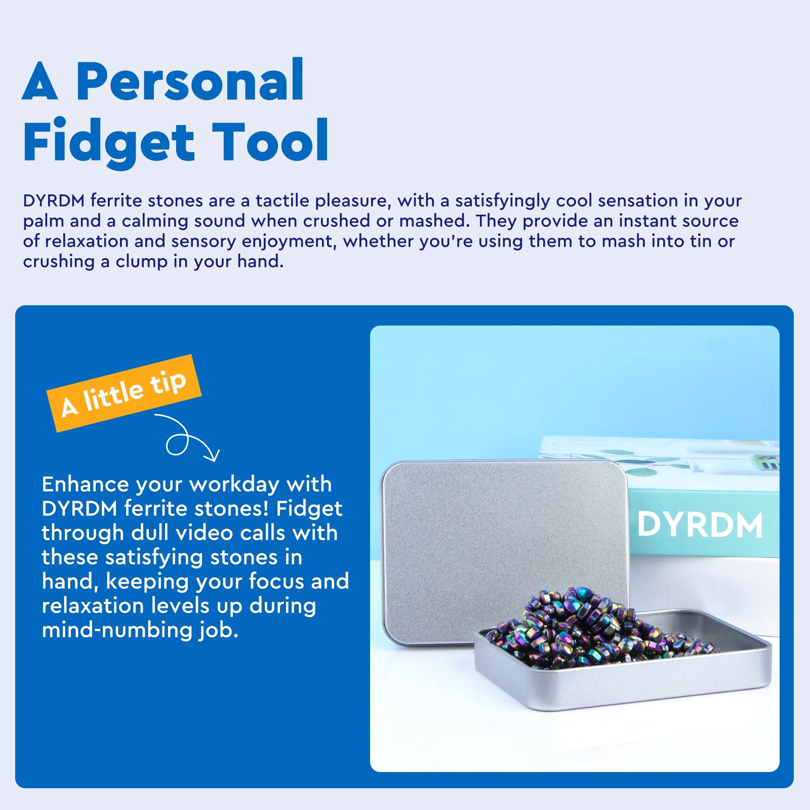 DYRDM office desk stress relief tool shown for practical, discreet use during tasks.
