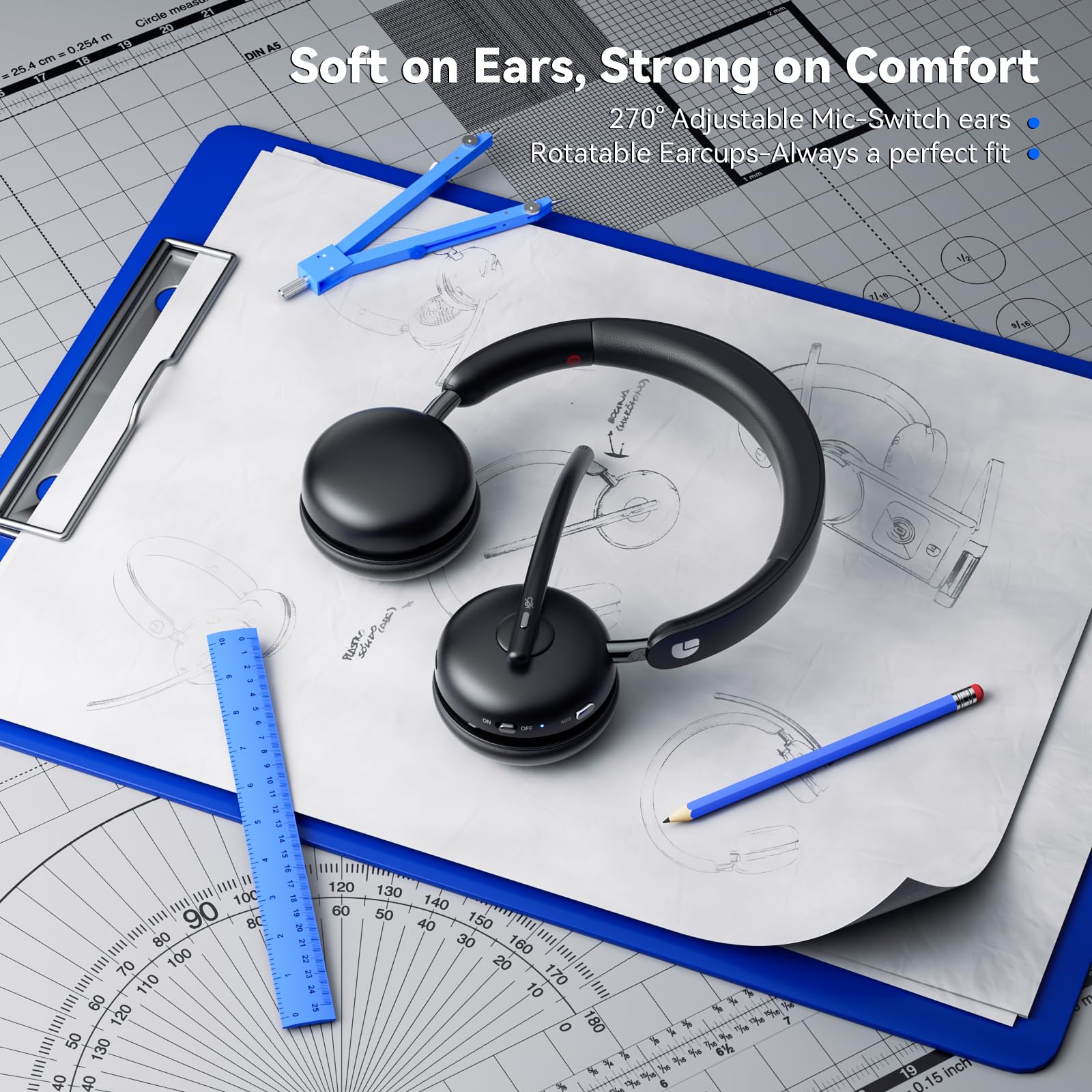 Dytole headset with universal controls works with Zoom, Teams, and Meet.