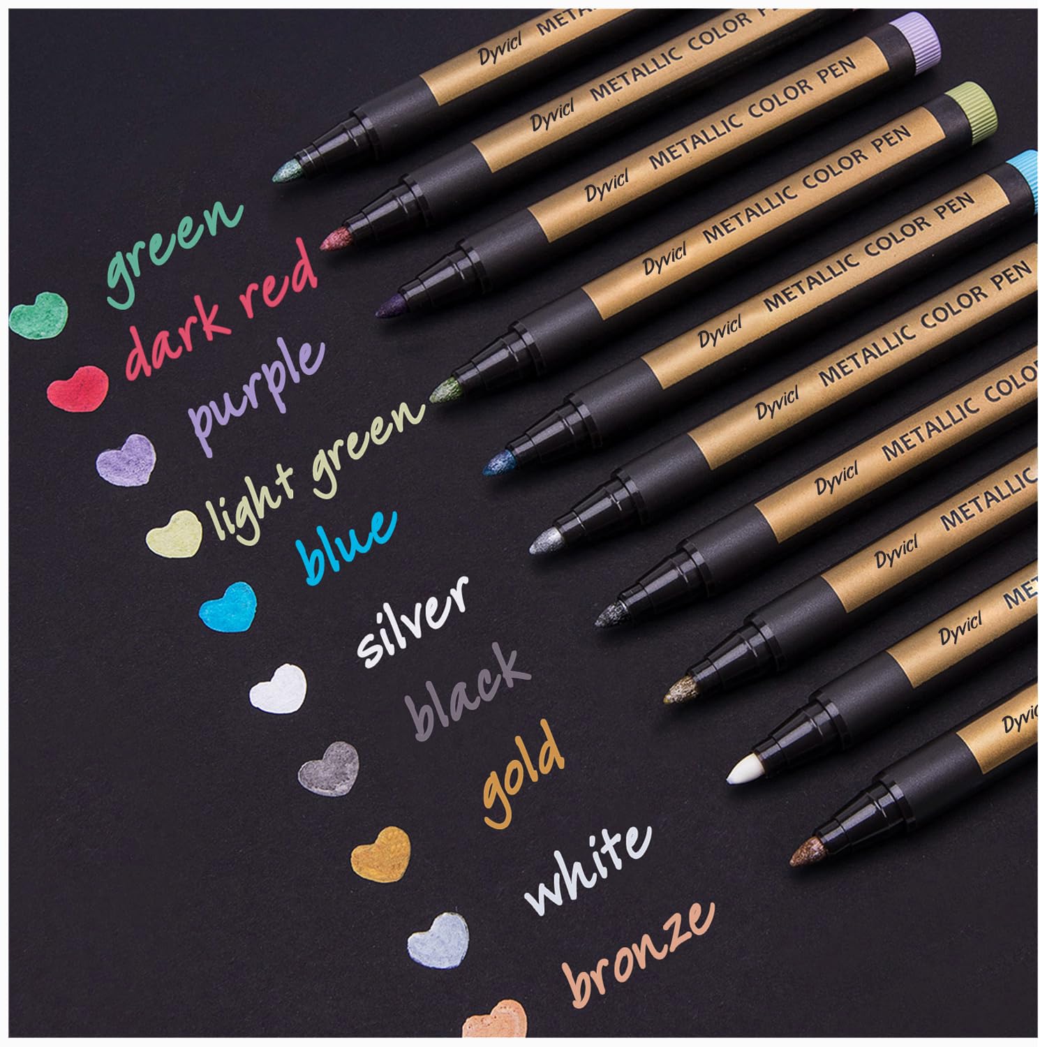 Dyvicl metallic marker pens green for vibrant accents on black paper