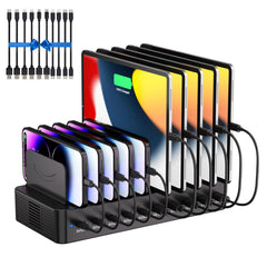 Dywcdnice 100W charging station front view, ideal for organized multi-device charging.