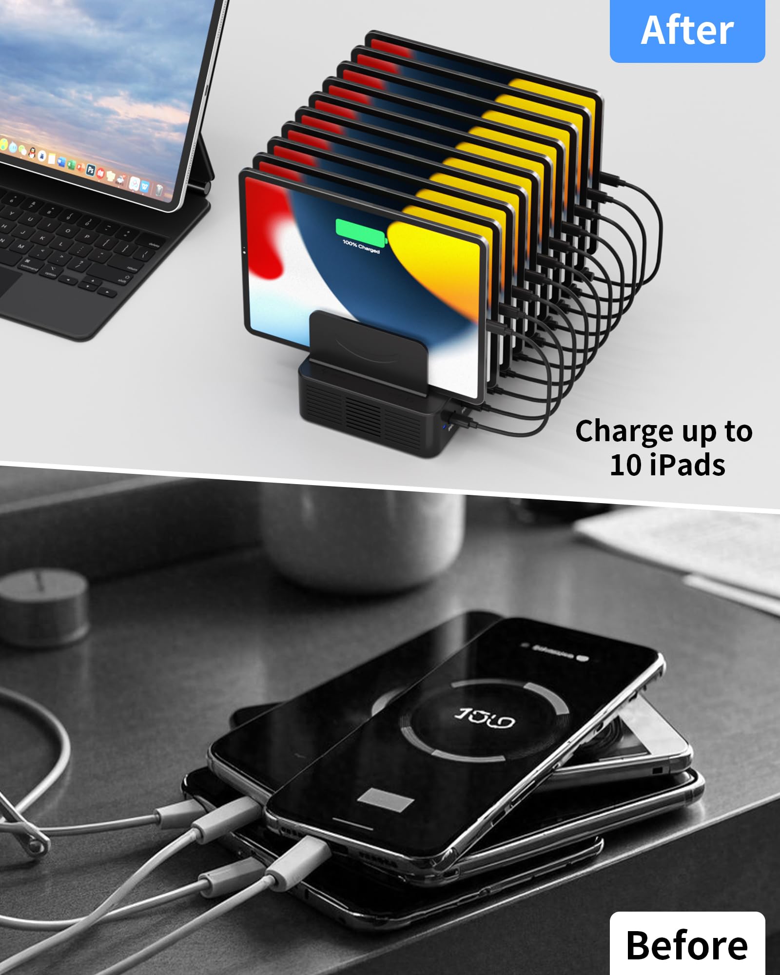 Dywcdnice universal charging compatibility, supports USB-A and USB-C devices across ecosystems.