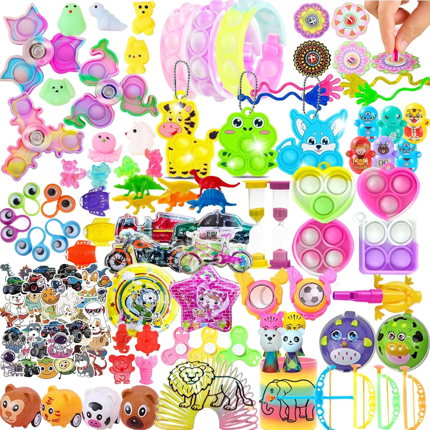 DZLHQON 212-pack variety toys in vibrant colors ideal for kids' party bags.