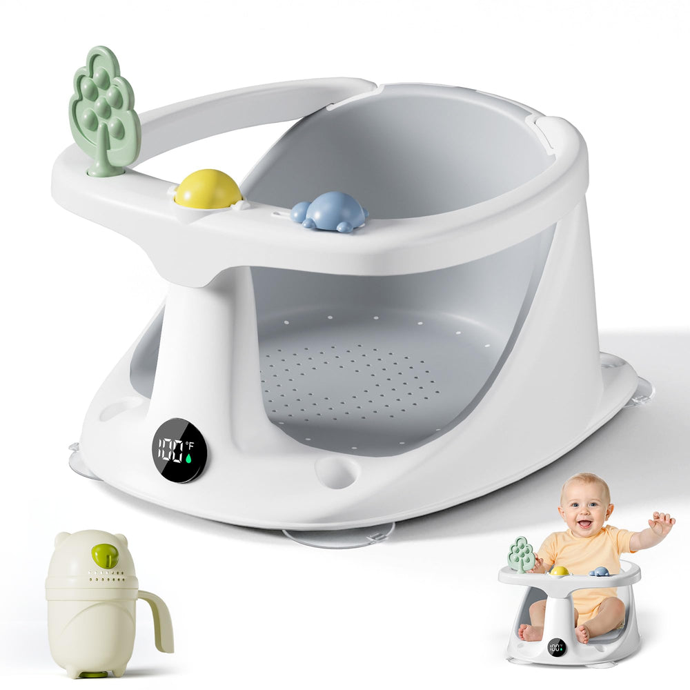 DZMDIP Baby Bath Seat front view highlighting ergonomic design for comfortable bathing