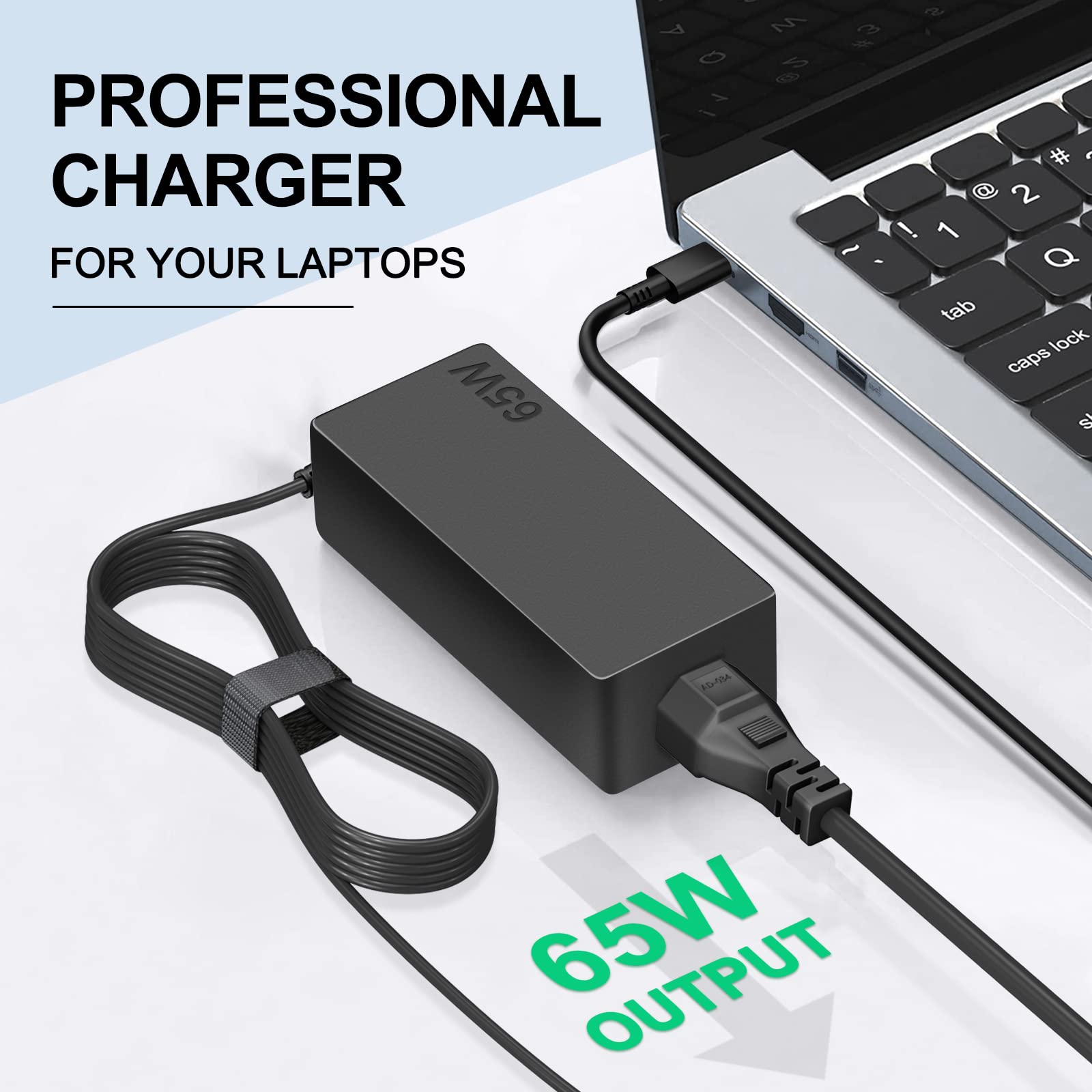 Dzytnsy 65W USB-C charger cables length image notes 4ft AC and 6ft DC cords.