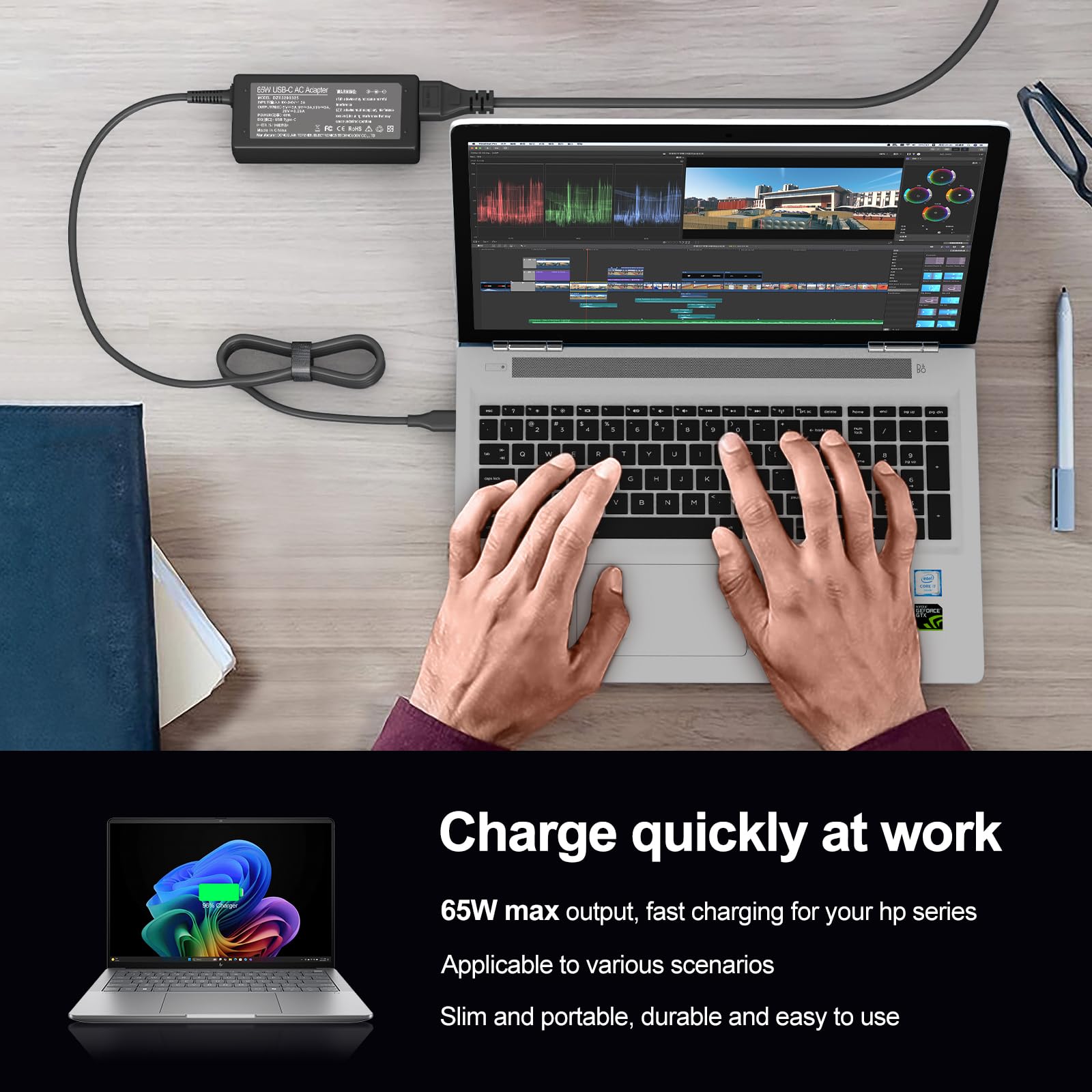Dzytnsy packaging includes a ready-to-use charger for fast setup.