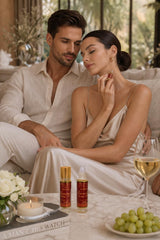 E de B Baccarat Rouge 540 oil perfume bottle close-up highlighting premium packaging.